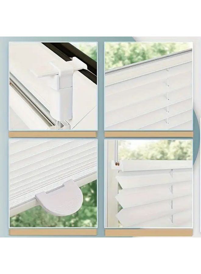 Full View Lift Up Down Pleated Curtain No Hole Design White 27 56X39 37 Inch - Image 4